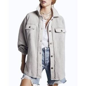 Free People Ruby Jacket Shacket Women's S Oversized Button Front Fleece Neutral